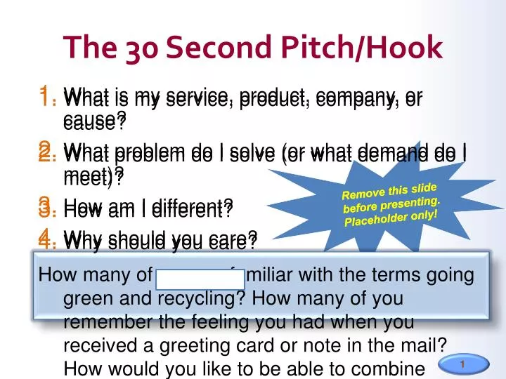 the 30 second pitch hook