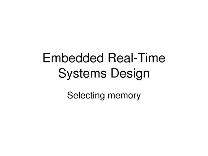 embedded real time systems design