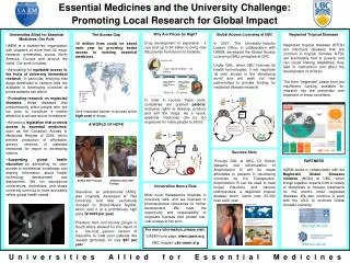 Essential Medicines and the University Challenge: Promoting Local Research for Global Impact
