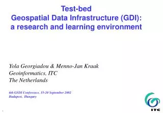 Test-bed Geospatial Data Infrastructure (GDI): a research and learning environment