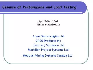 Essence of Performance and Load Testing