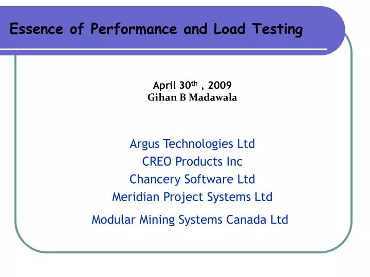 essence of performance and load testing