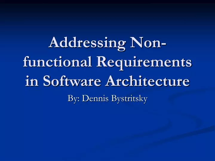 addressing non functional requirements in software architecture