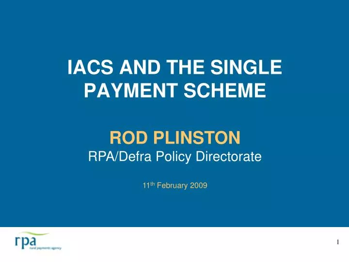 iacs and the single payment scheme