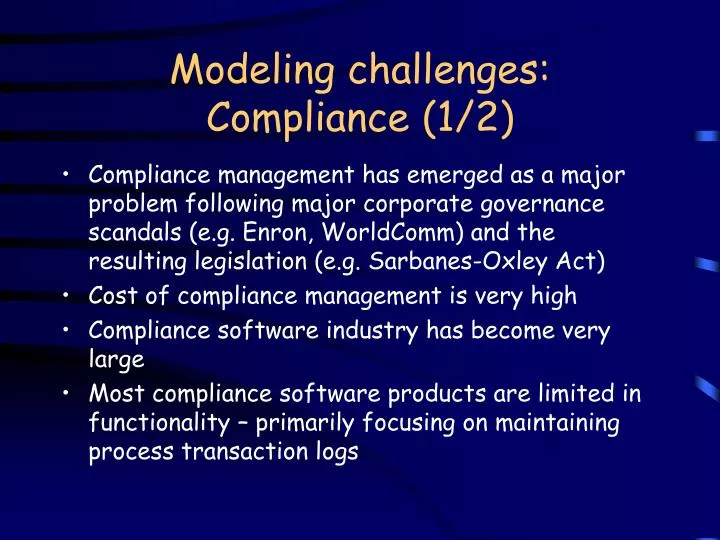 modeling challenges compliance 1 2