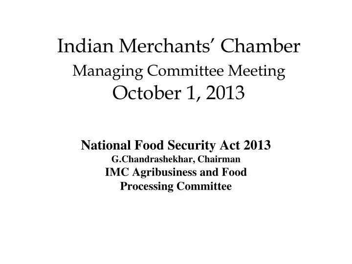 indian merchants chamber managing committee meeting october 1 2013
