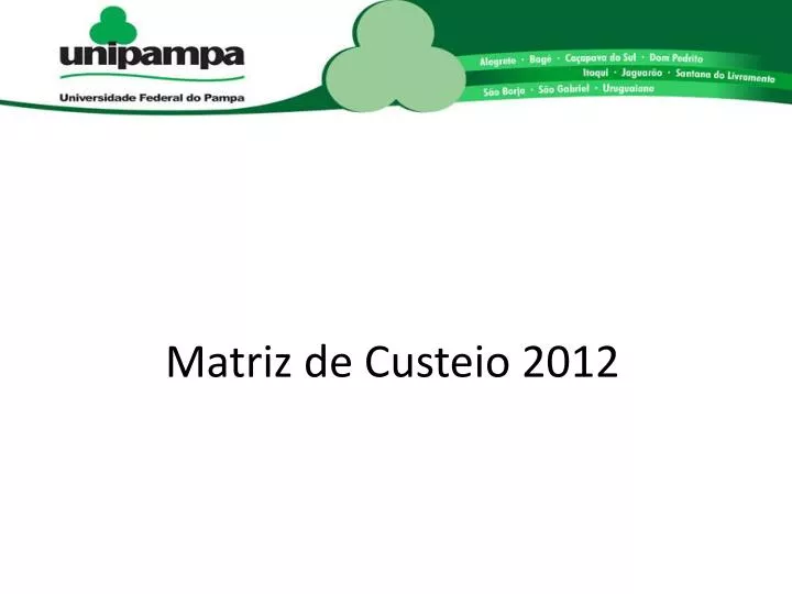 matriz de custeio 2012