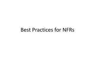 Best Practices for NFRs