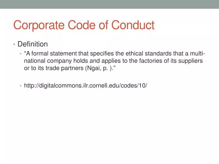 corporate code of conduct