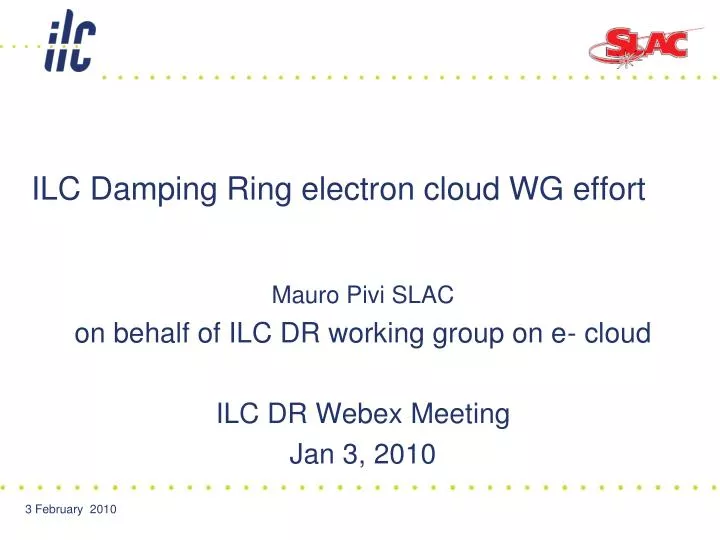 ilc damping ring electron cloud wg effort