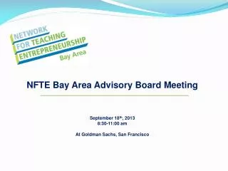 NFTE Bay Area Advisory Board Meeting