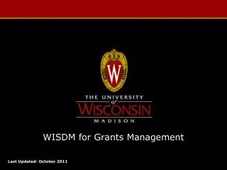WISDM for Grants Management