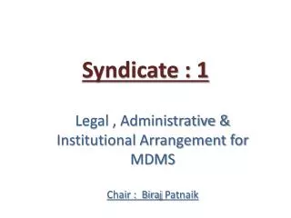 Syndicate : 1