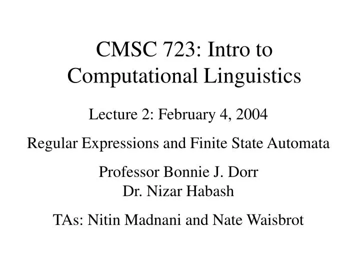 cmsc 723 intro to computational linguistics