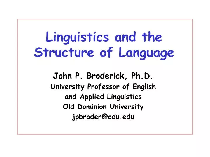 linguistics and the structure of language