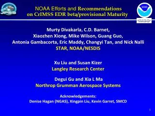 NOAA Efforts and Recommendations on CrIMSS EDR beta/provisional Maturity