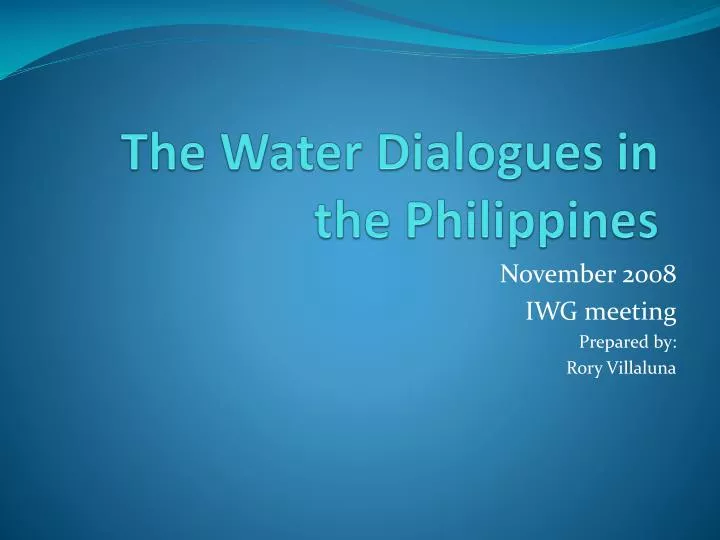 the water dialogues in the philippines