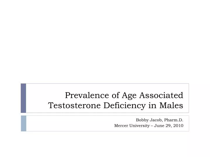 prevalence of age associated testosterone deficiency in males