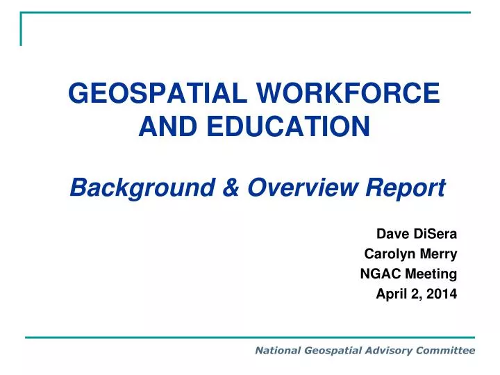geospatial workforce and education