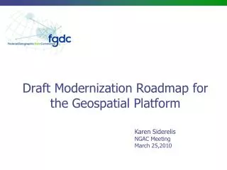 Draft Modernization Roadmap for the Geospatial Platform