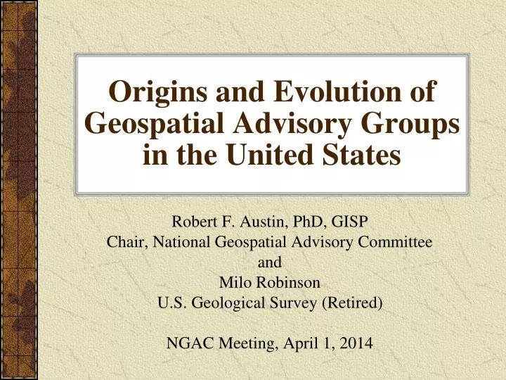 origins and evolution of geospatial advisory groups in the united states