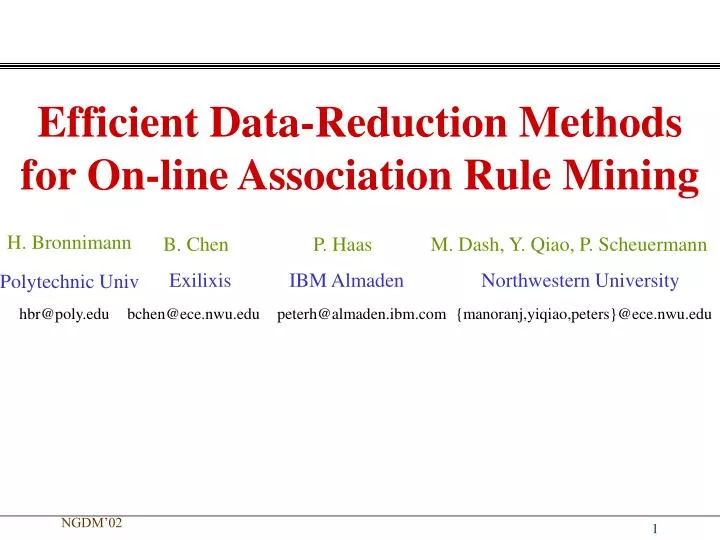 efficient data reduction methods for on line association rule mining