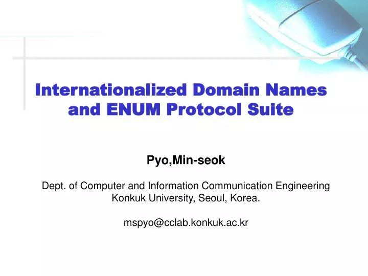 internationalized domain names and enum protocol suite