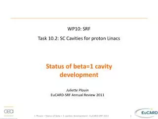 Status of beta=1 cavity development