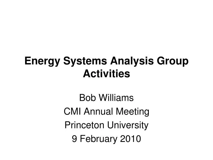 energy systems analysis group activities