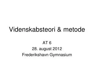 videnskabsteori metode