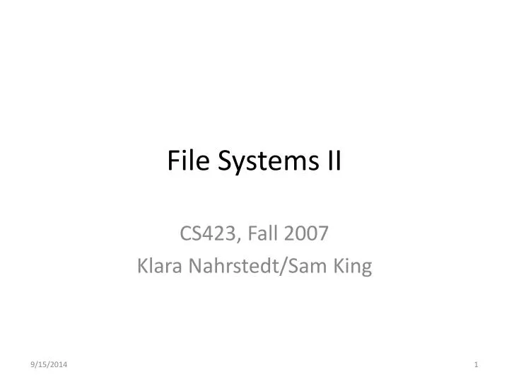 file systems ii