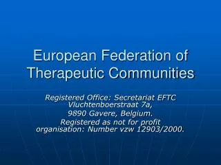 European Federation of Therapeutic Communities