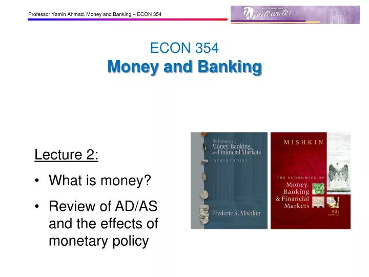 econ 354 money and banking