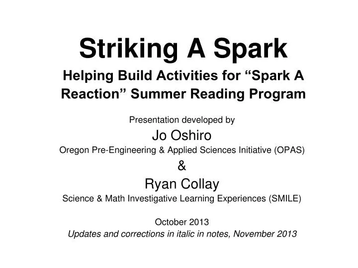 striking a spark helping build activities for spark a reaction summer reading program