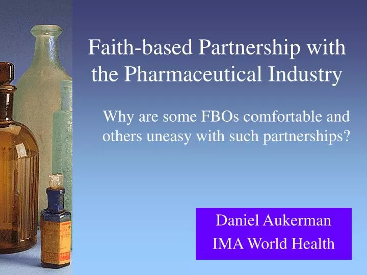 faith based partnership with the pharmaceutical industry