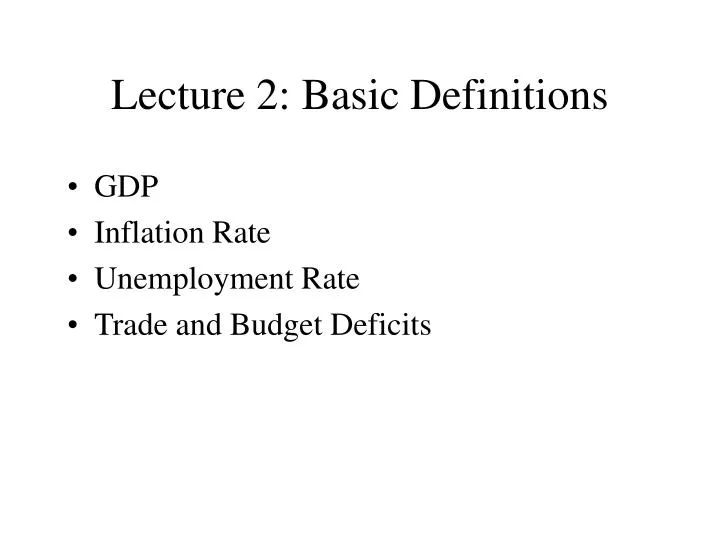 lecture 2 basic definitions