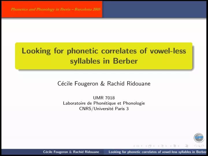 phonetic correlates of vowel less syllables in berber