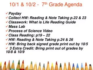 10/1 &amp; 10/2 - 7 th Grade Agenda