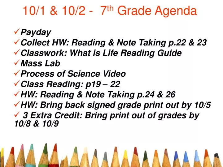 10 1 10 2 7 th grade agenda