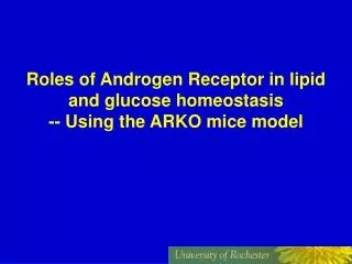 Roles of Androgen Receptor in lipid and glucose homeostasis -- Using the ARKO mice model