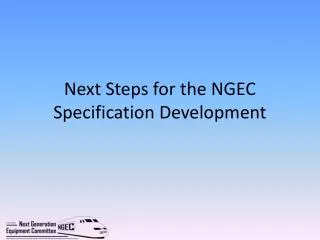 Next Steps for the NGEC Specification Development