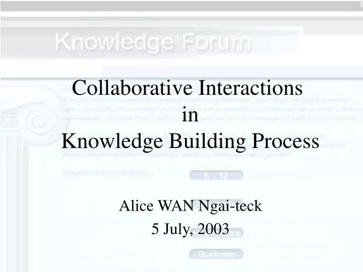 collaborative interactions in knowledge building process