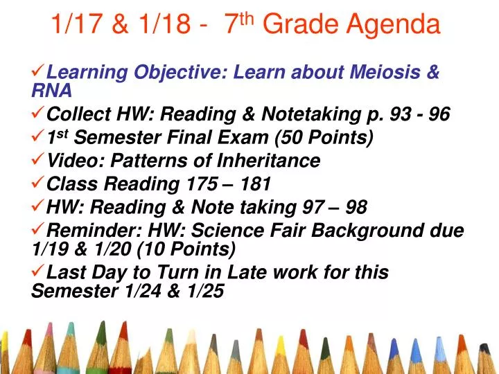 1 17 1 18 7 th grade agenda