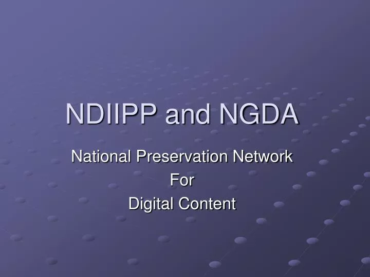 ndiipp and ngda