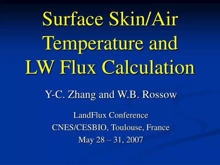 surface skin air temperature and lw flux calculation