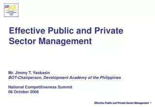 Effective Public and Private Sector Management