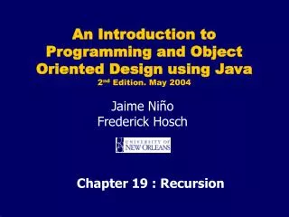 Chapter 19 : Recursion