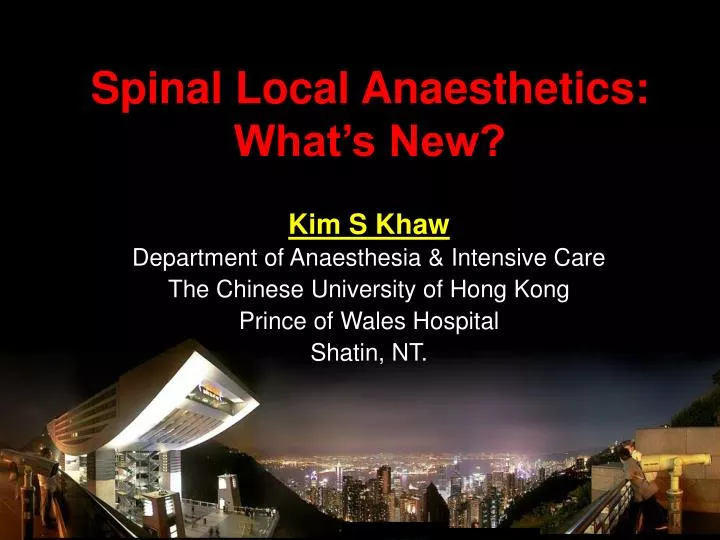 spinal local anaesthetics what s new