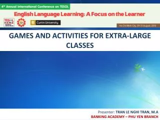 GAMES AND ACTIVITIES FOR EXTRA-LARGE CLASSES