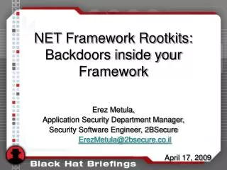 NET Framework Rootkits: Backdoors inside your Framework